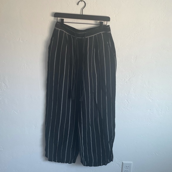 A New Day drawstring casual linen pants (but softer) black and white striped - Picture 2 of 6